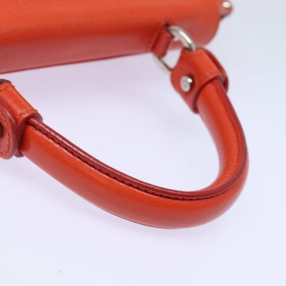 Salvatore Ferragamo Gancini Hand Bag Leather 2way Orange Auth - Picture 7 of 15